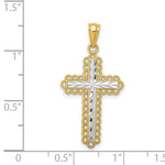 Load image into Gallery viewer, 14K Two-tone Gold with Rhodium Diamond-cut Budded Cross Pendant
