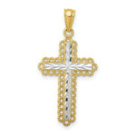 Load image into Gallery viewer, 14K Two-tone Gold with Rhodium Diamond-cut Budded Cross Pendant
