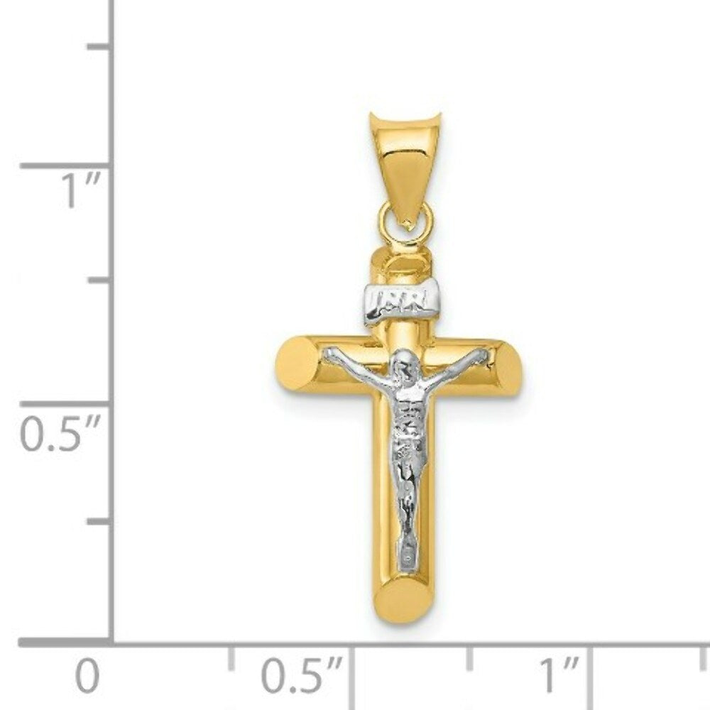 14k Two-Tone Gold Polished Crucifix Pendant