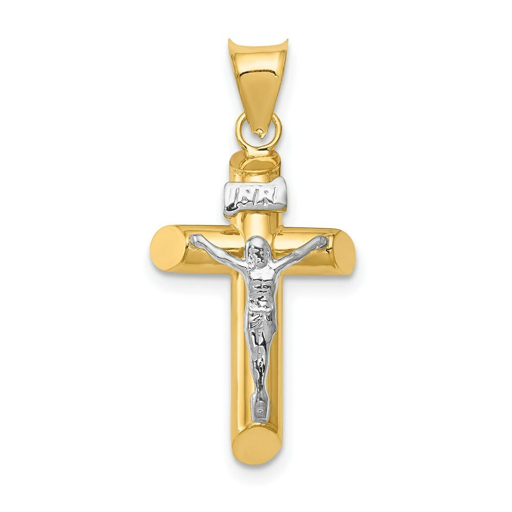 14k Two-Tone Gold Polished Crucifix Pendant