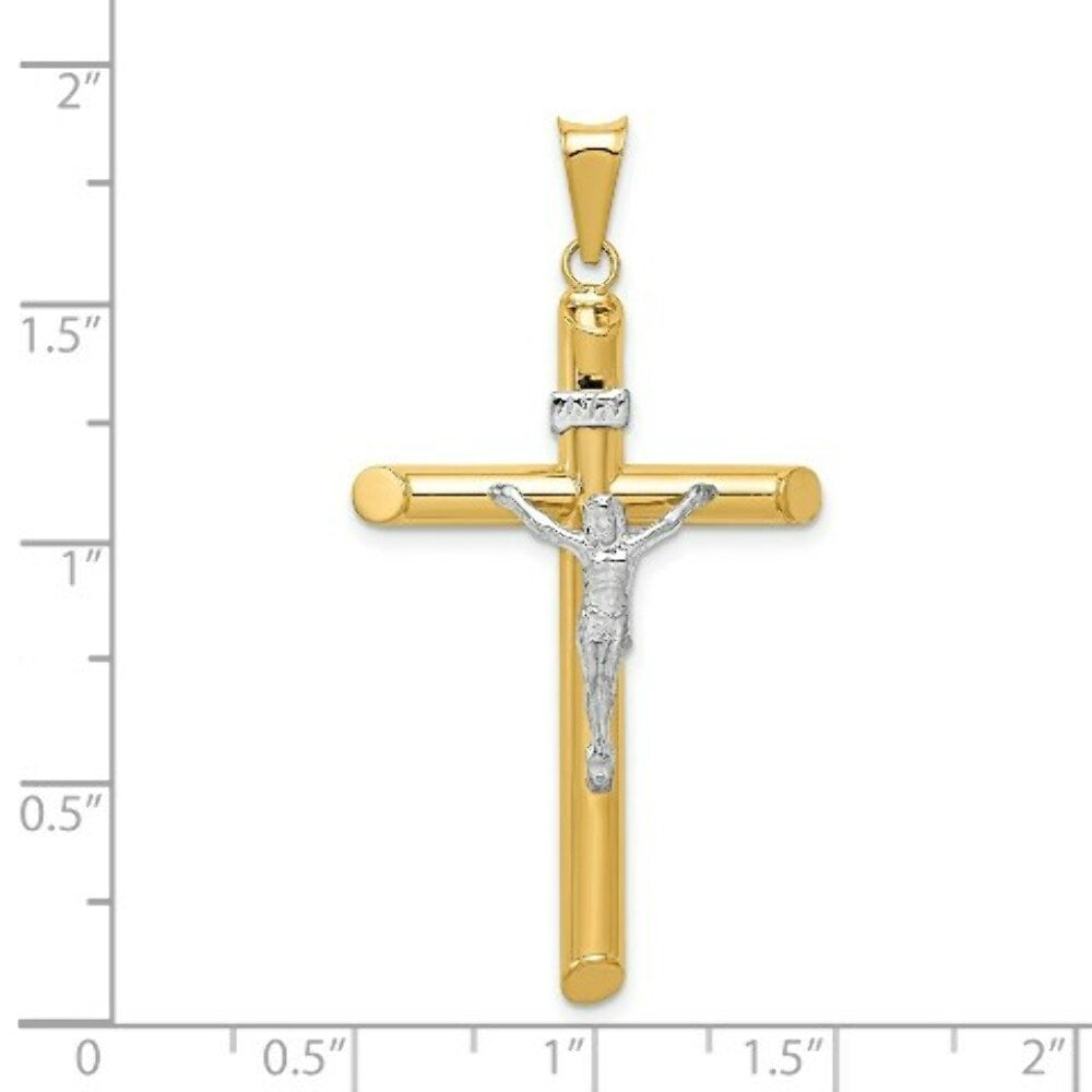 14k Two Tone Gold Polished Crucifix Pendant