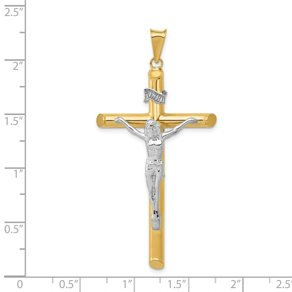 14k Two Tone Gold Polished Crucifix Pendant