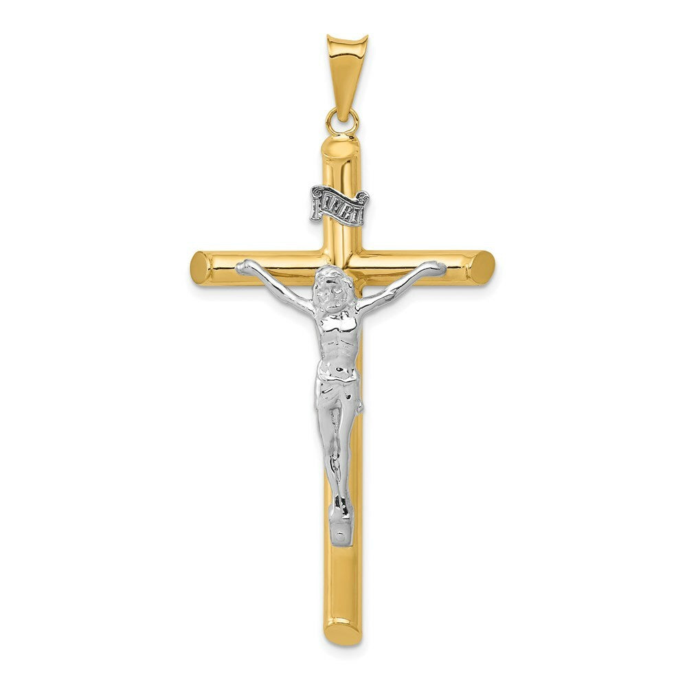14k Two Tone Gold Polished Crucifix Pendant