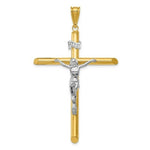 Load image into Gallery viewer, 14k Two Tone Gold Polished 2 inch Crucifix Pendant
