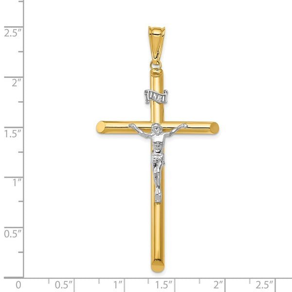 14k Two Tone Gold Polished Crucifix Pendant