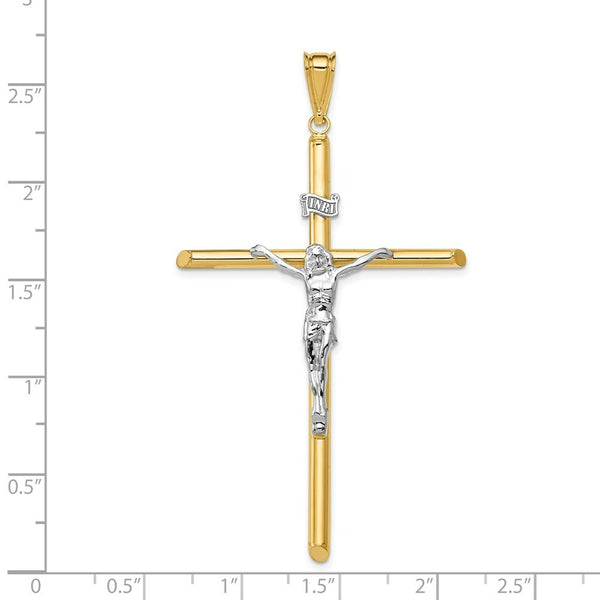 14k Two Tone Gold Polished Jesus Crucifix Pendant