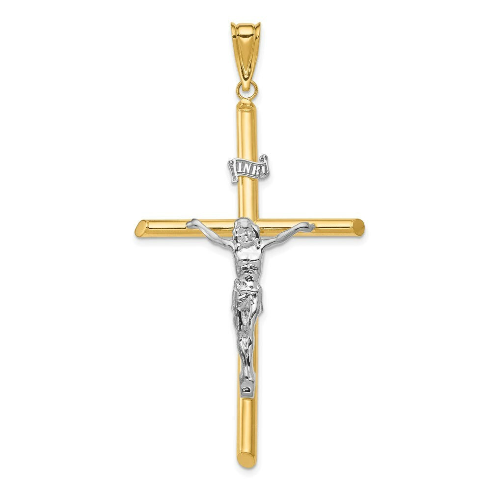 14k Two Tone Gold Polished Jesus Crucifix Pendant