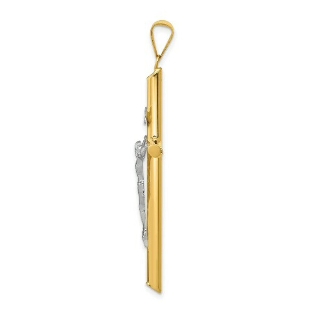 14k Two Tone Gold Polished Jesus Crucifix Pendant