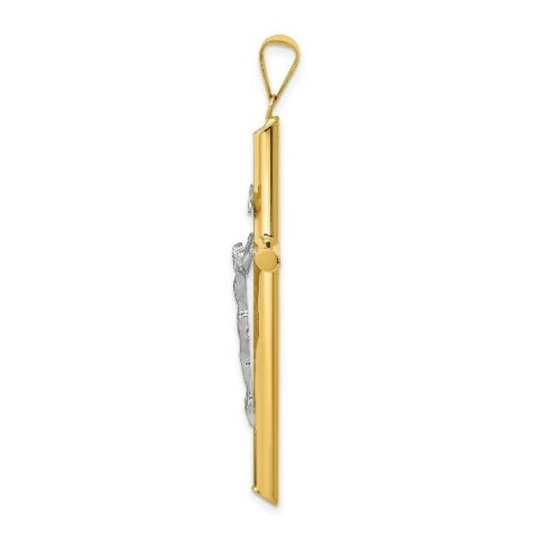 14k Two Tone Gold Polished Jesus Crucifix Pendant