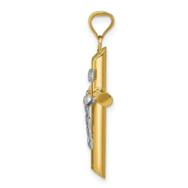 14k Two-Tone Gold Polished Jesus Crucifix Pendant