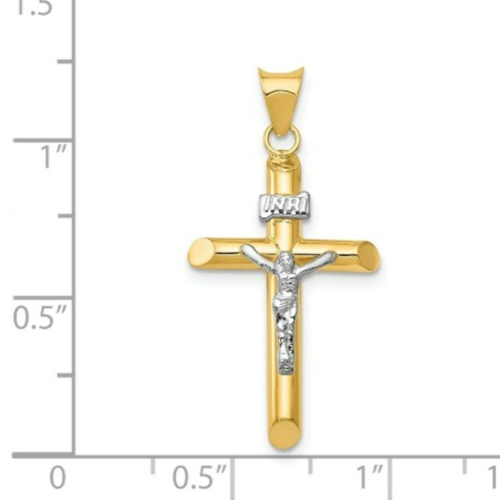 14k Two-Tone Gold Polished Jesus Crucifix Pendant