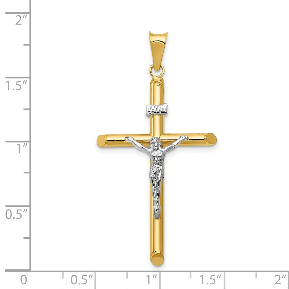 14k Two Tone Gold Polished Jesus Crucifix Pendant