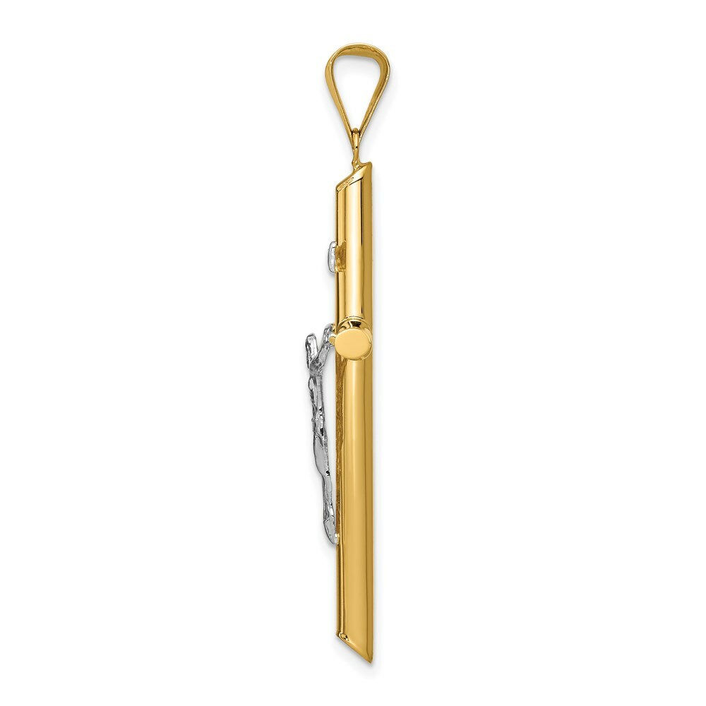 14k Two Tone Gold Polished Jesus Crucifix Pendant
