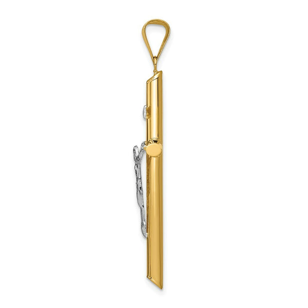 14k Two Tone Gold Polished Jesus Crucifix Pendant