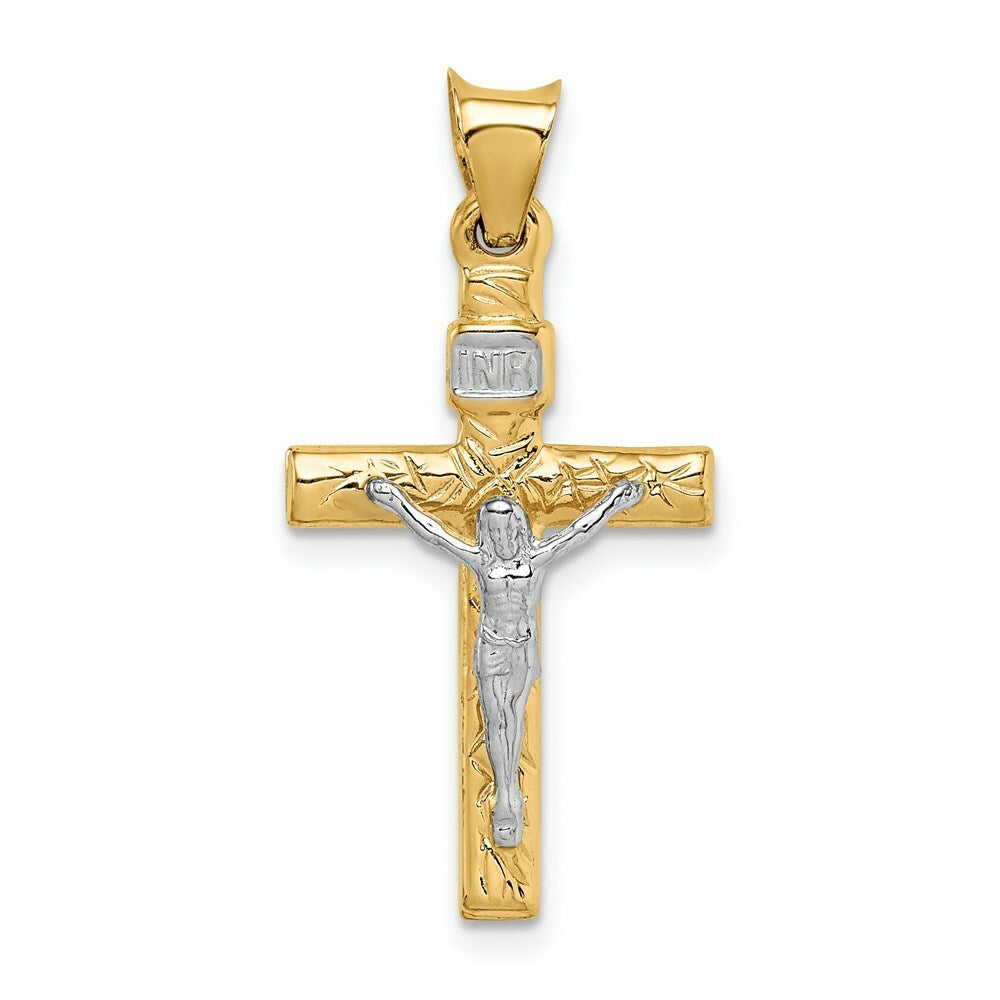 14k Two Tone Gold Crucifix Pendant