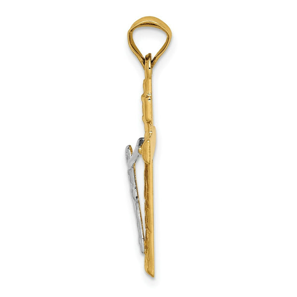 14k Two Tone Gold Crucifix Pendant