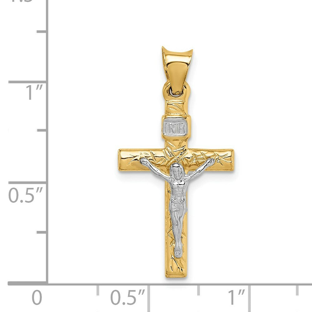 14k Two Tone Gold Crucifix Pendant