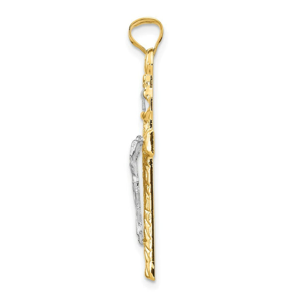 14k Two-Tone Gold Crucifix Pendant