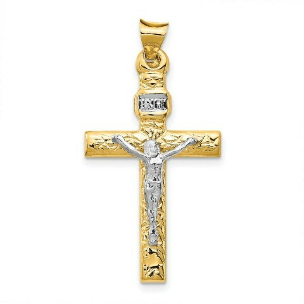 14k Two-Tone Gold Crucifix Pendant