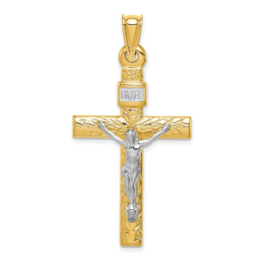 14k Two Tone Gold Crucifix Pendant