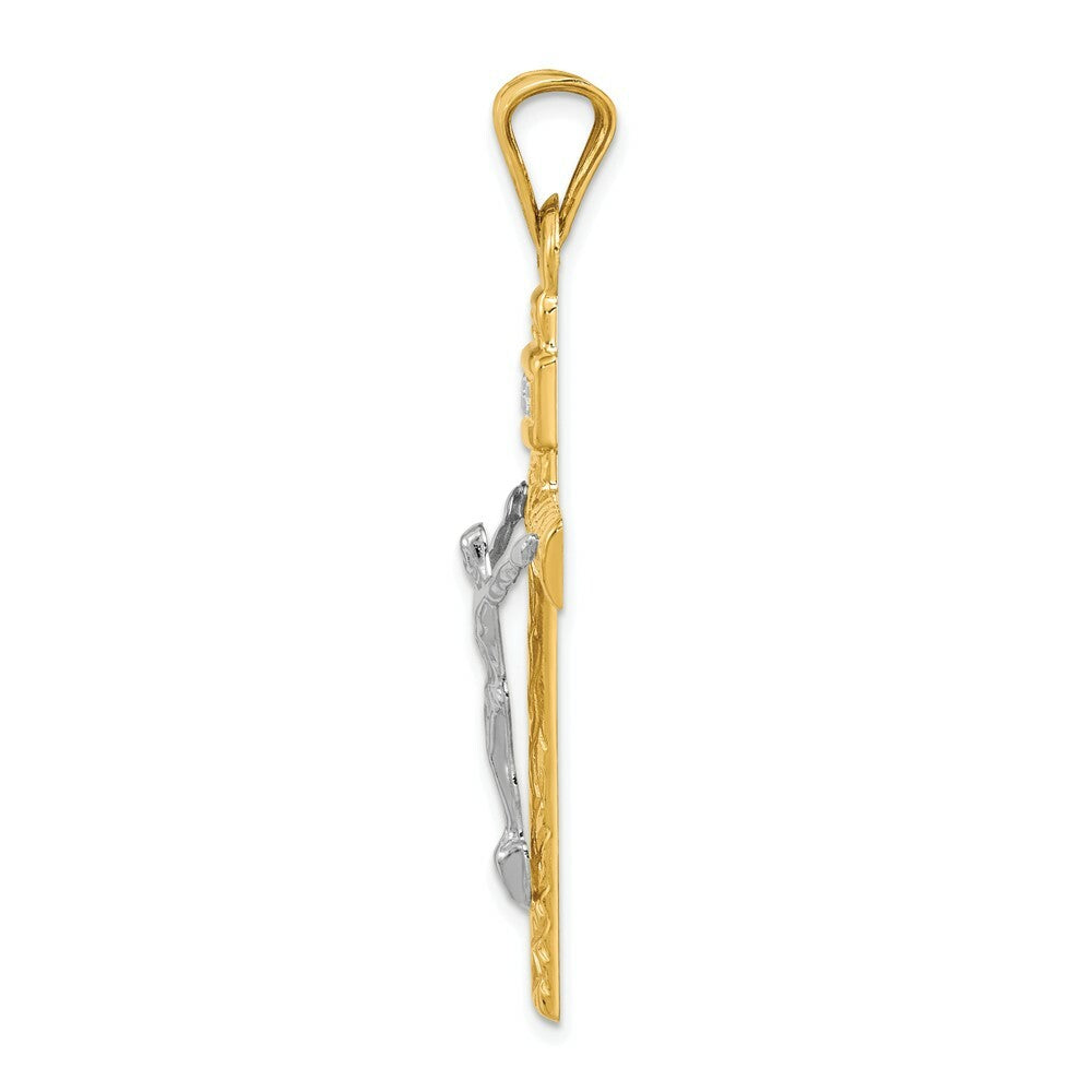 14k Two Tone Gold Crucifix Pendant