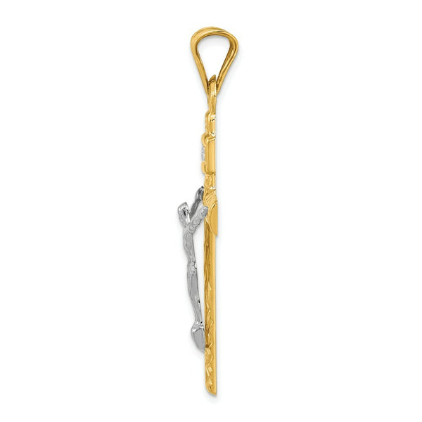 14k Two Tone Gold Crucifix Pendant