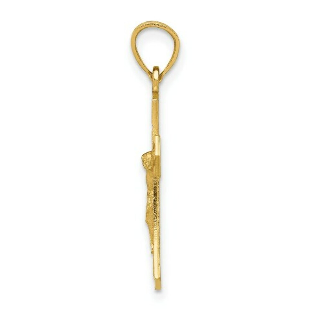 14K Yellow Gold Diamond-cut Crucifix Pendant