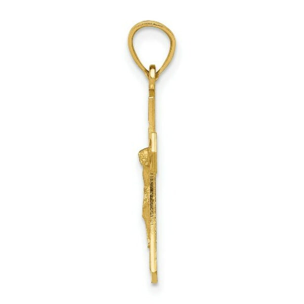 14K Yellow Gold Diamond-cut Crucifix Pendant