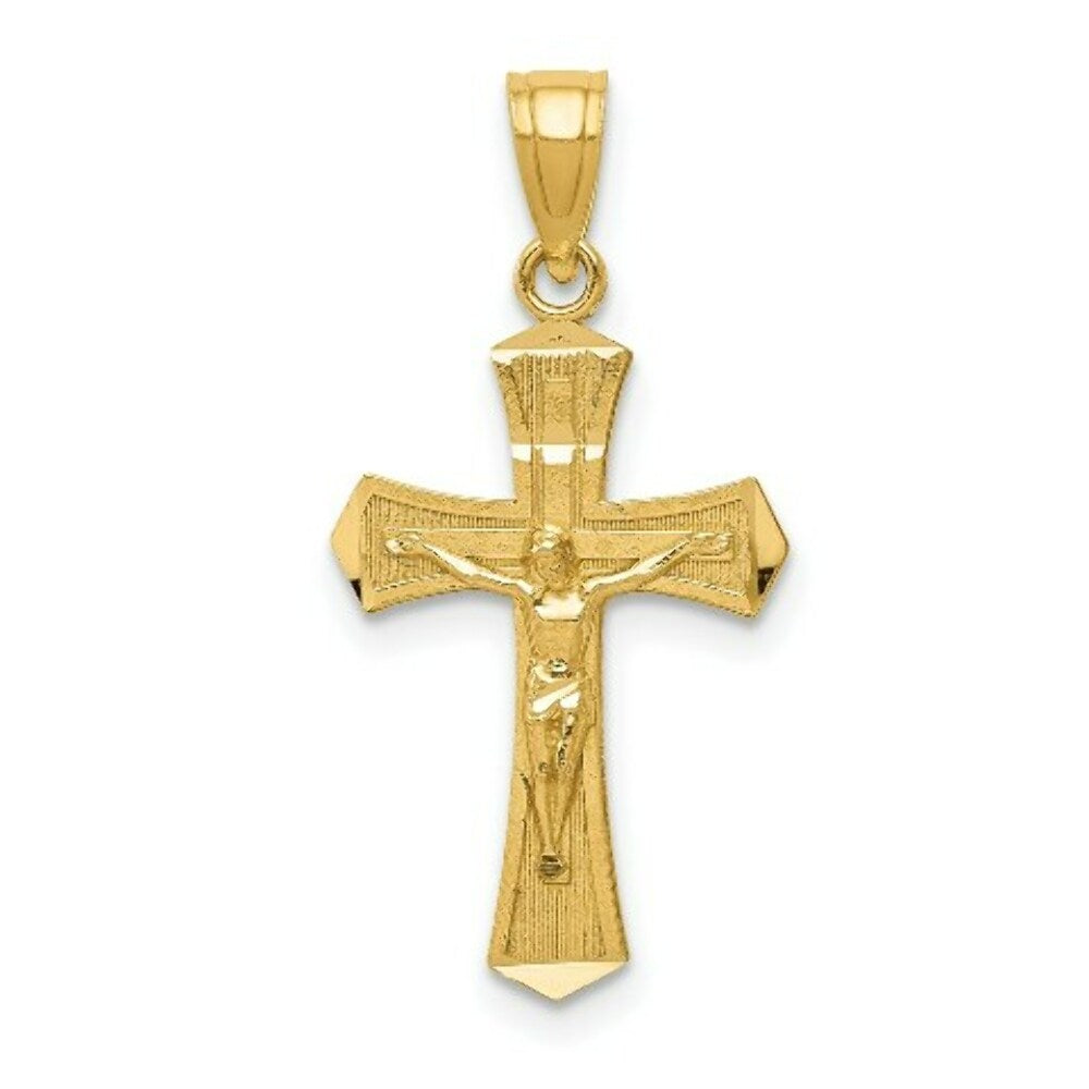 14K Yellow Gold Diamond-cut Crucifix Pendant