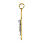 Load image into Gallery viewer, 14k Two Tone Gold Satin &amp; Polished Diamond-cut 32mm Crucifix with Vines Pendant
