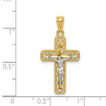 Load image into Gallery viewer, 14k Two Tone Gold Polished Crucifix Pendant
