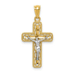Load image into Gallery viewer, 14k Two Tone Gold Polished Crucifix Pendant
