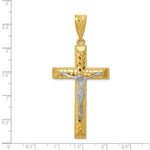 Load image into Gallery viewer, 14k Two-tone Gold Diamond-cut 2 inch Crucifix Pendant
