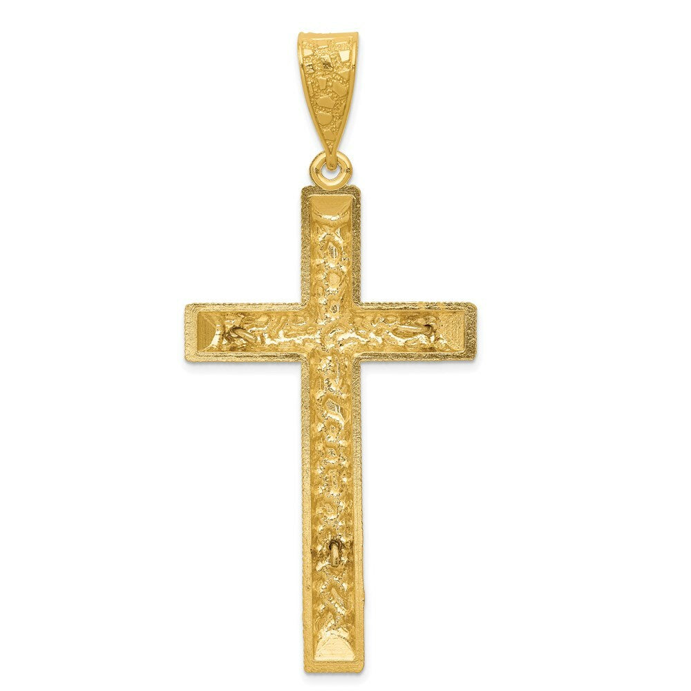 14k Two-tone Gold Diamond-cut 2 inch Crucifix Pendant