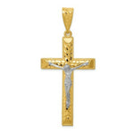 Load image into Gallery viewer, 14k Two-tone Gold Diamond-cut 2 inch Crucifix Pendant

