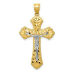Load image into Gallery viewer, 14k Two Tone Gold Diamond-cut Passion Crucifix Pendant
