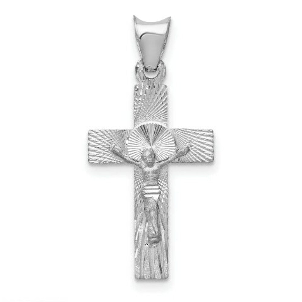 14k White Gold Crucifix Pendant