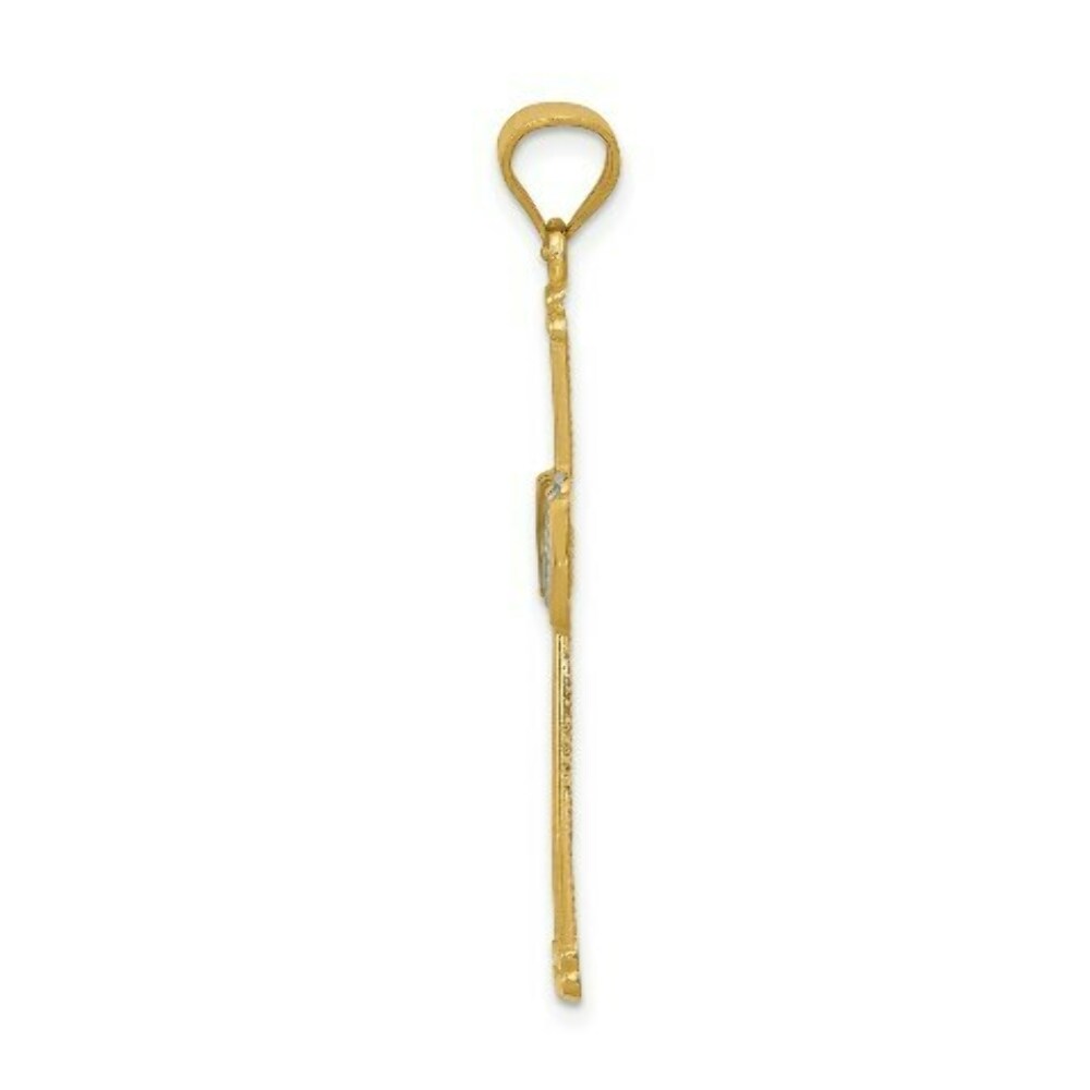 14K Two-tone Gold with Rhodium Diamond-cut Filigree Cross Pendant