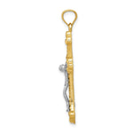 Load image into Gallery viewer, 14k Two Tone Gold Diamond-cut Budded Crucifix Pendant
