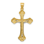 Load image into Gallery viewer, 14k Two Tone Gold Diamond-cut Budded Crucifix Pendant

