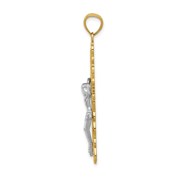 14k Two Tone Gold Crucifix Pendant