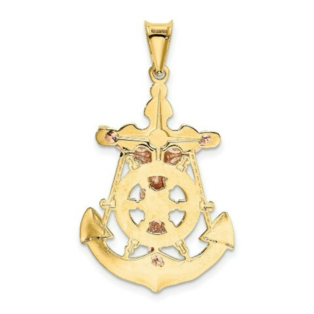 14k Tri-color Gold Mariner Crucifix Pendant