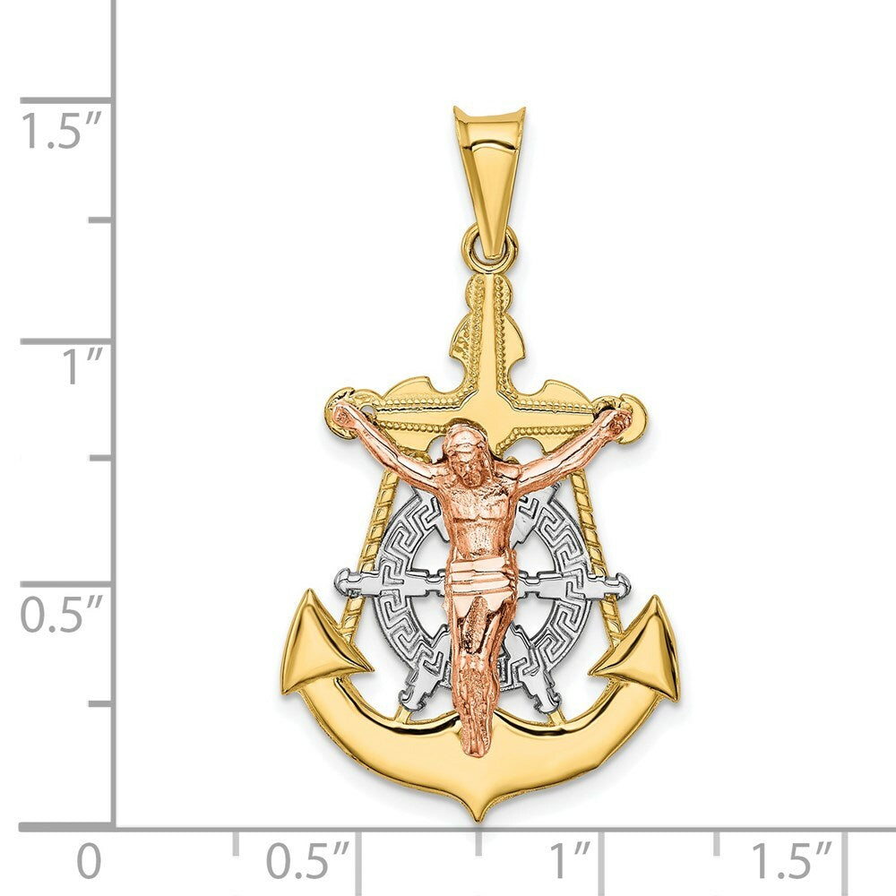 14k Tri-color Gold Mariner Crucifix Pendant