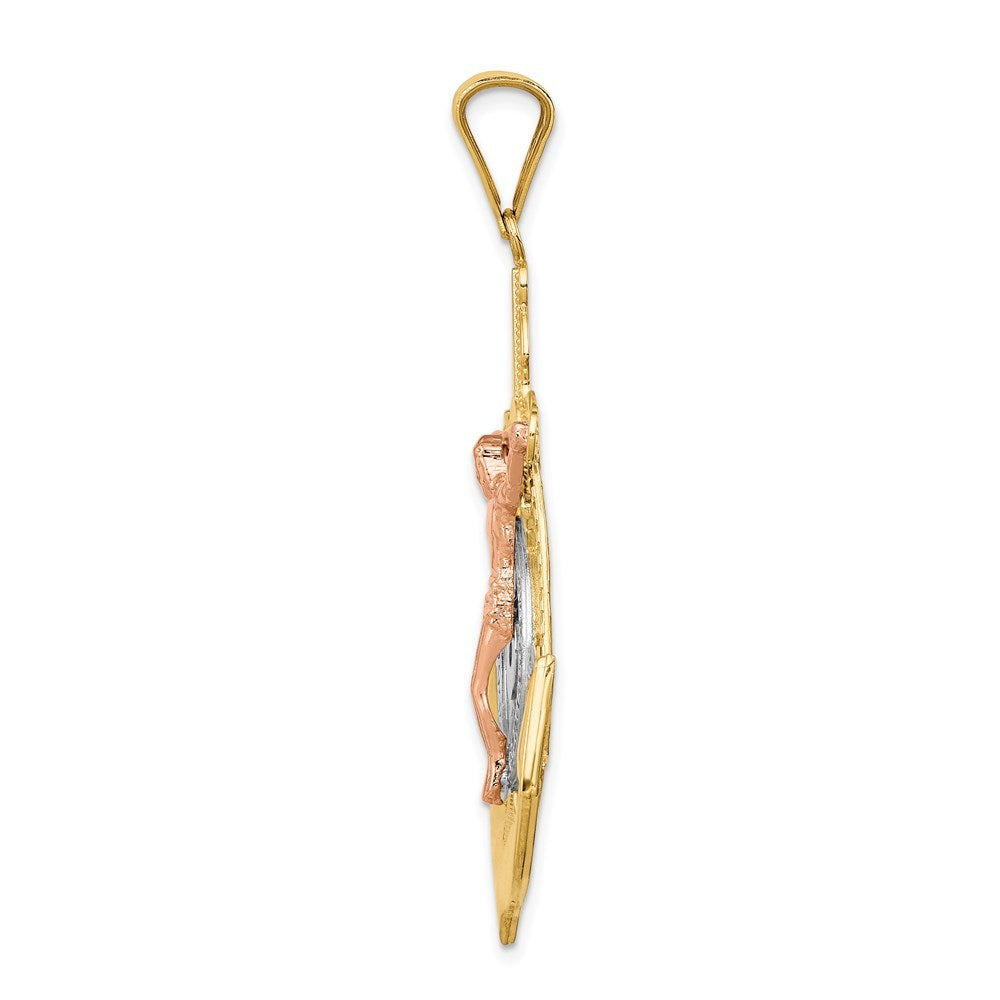 14k Tri-color Gold Mariner Crucifix Pendant