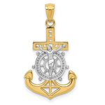 Load image into Gallery viewer, 14K Two-tone Gold with Rhodium Polished Mariners Crucifix Pendant

