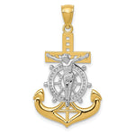 Load image into Gallery viewer, 14K Two-tone Gold with Rhodium Polished Mariners Crucifix Pendant
