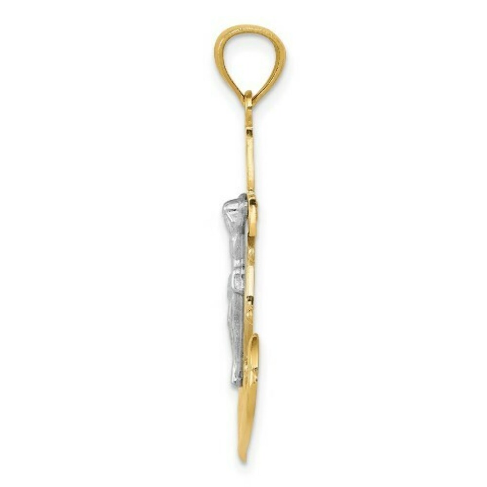 14K Two-tone Gold with Rhodium Polished Mariners Crucifix Pendant