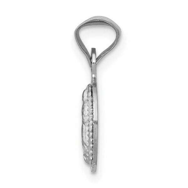 14k White Gold Our Lady of Guadalupe Circle Pendant