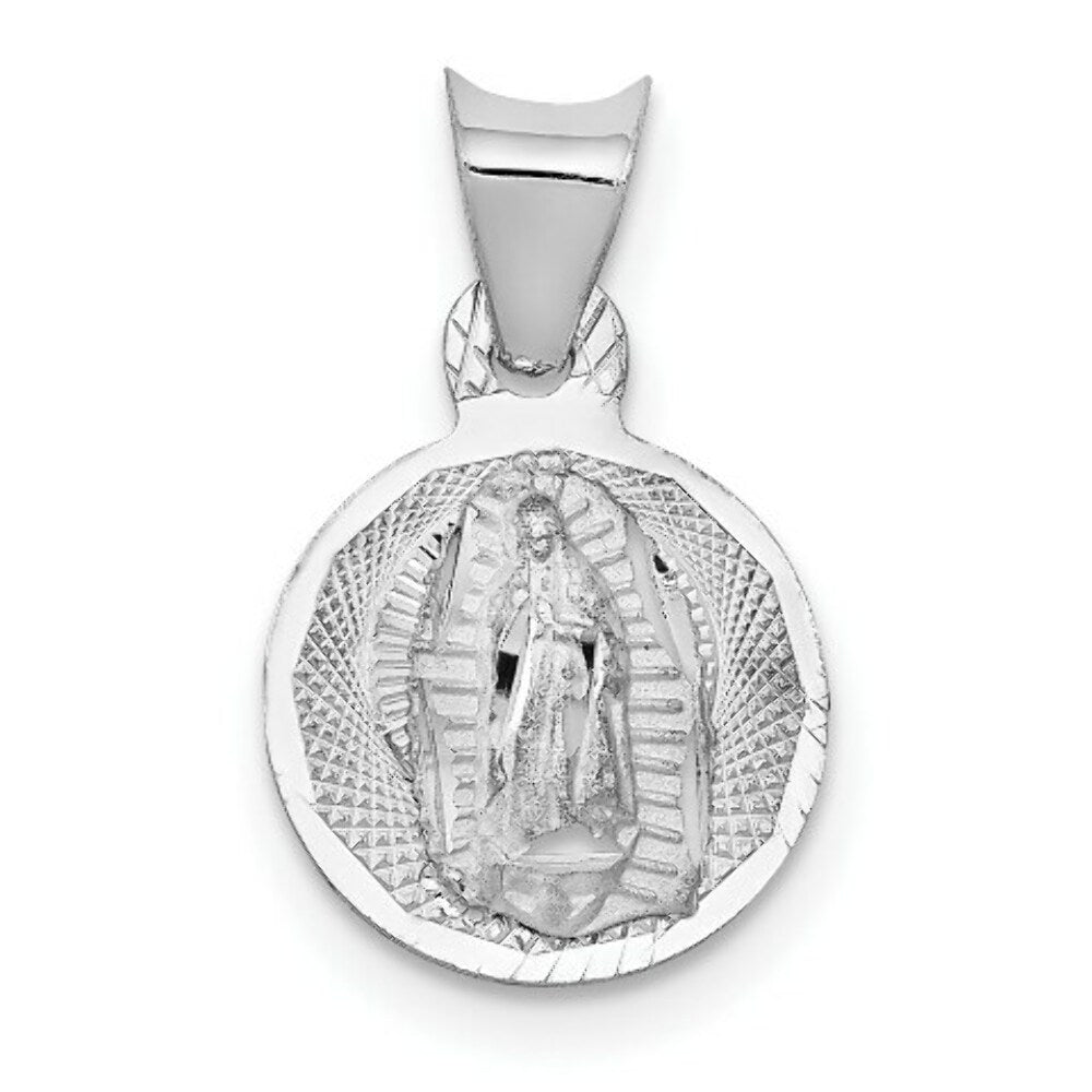 14k White Gold Our Lady of Guadalupe Circle Pendant