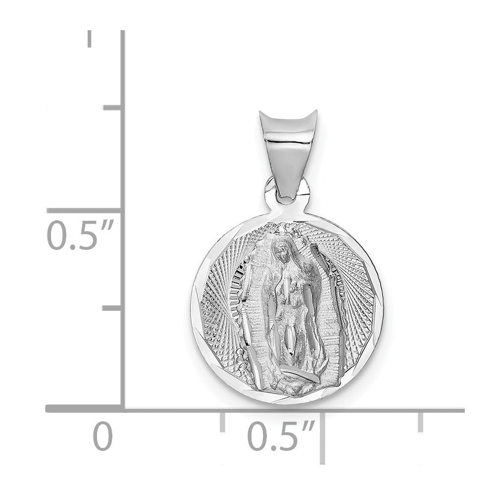 14k White Gold Our Lady of Guadalupe Circle Pendant